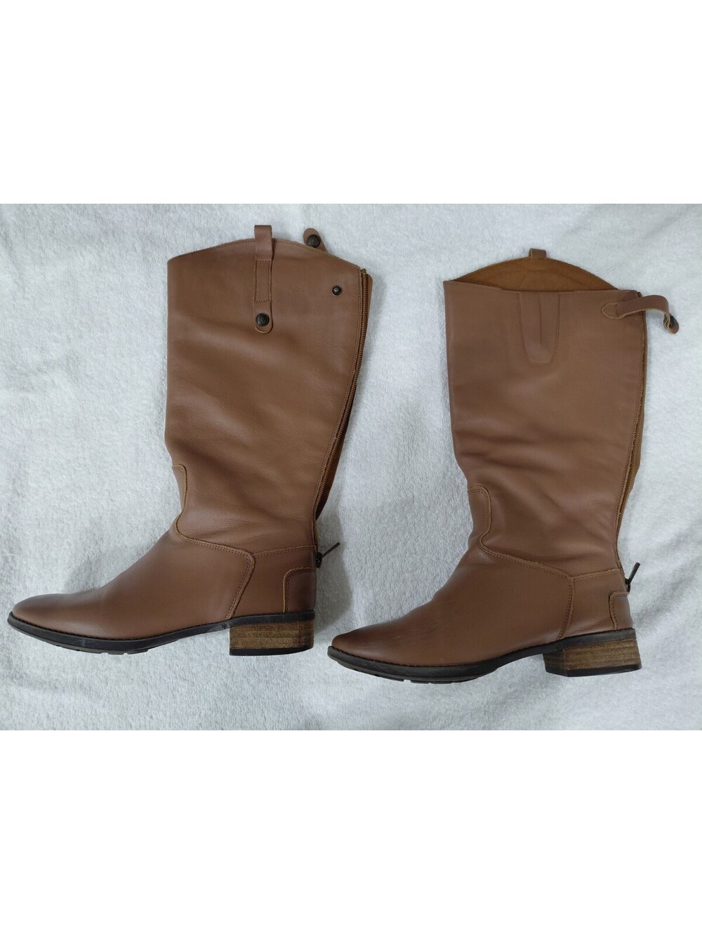 Diba Luscious Women’s Brown Leather Mid-Calf Riding Boots Round Toe Zip US 4 M